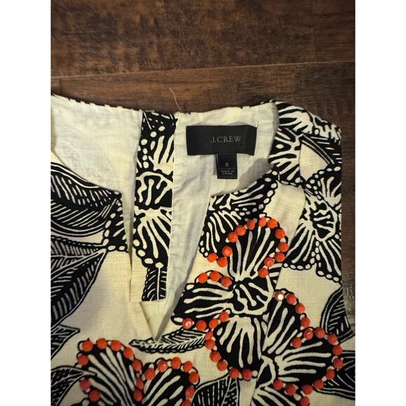 J. Crew Notched Shell in Embellished Polynesian Floral Size 0 Hawaiian Tank Top - Picture 3 of 7